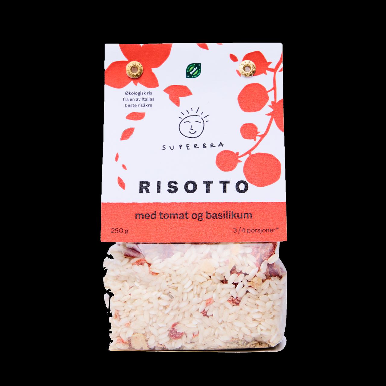 Risotto med tomat og basilikum