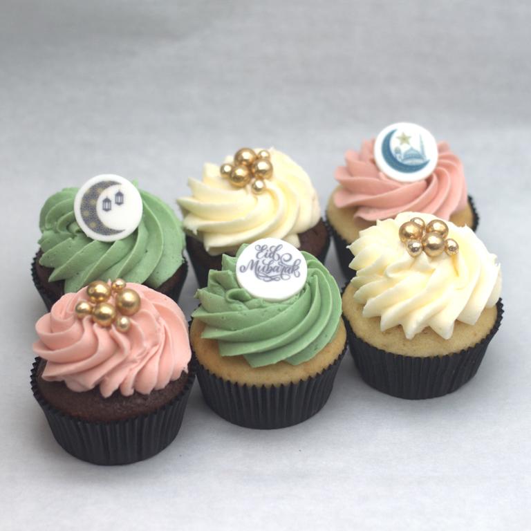 6 Cupcakes Eid Mubarak